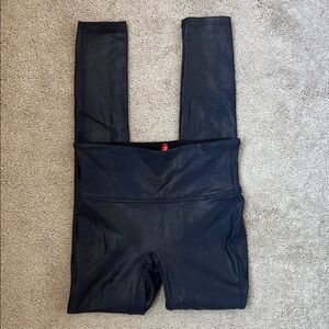 Spanx Blue/Black Faux Leather Leggings
